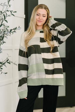 Fall Into Us Color Block Knit Pullover (SM-3X)