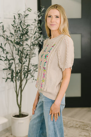 Feel so Fine Embroidered Knit Top (SM-3X) - STB Boutique