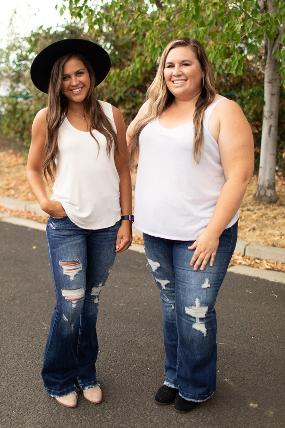 Peyton Destroyed Mid Rise Flare Jeans (1-22) - 31" Inseam - STB Boutique