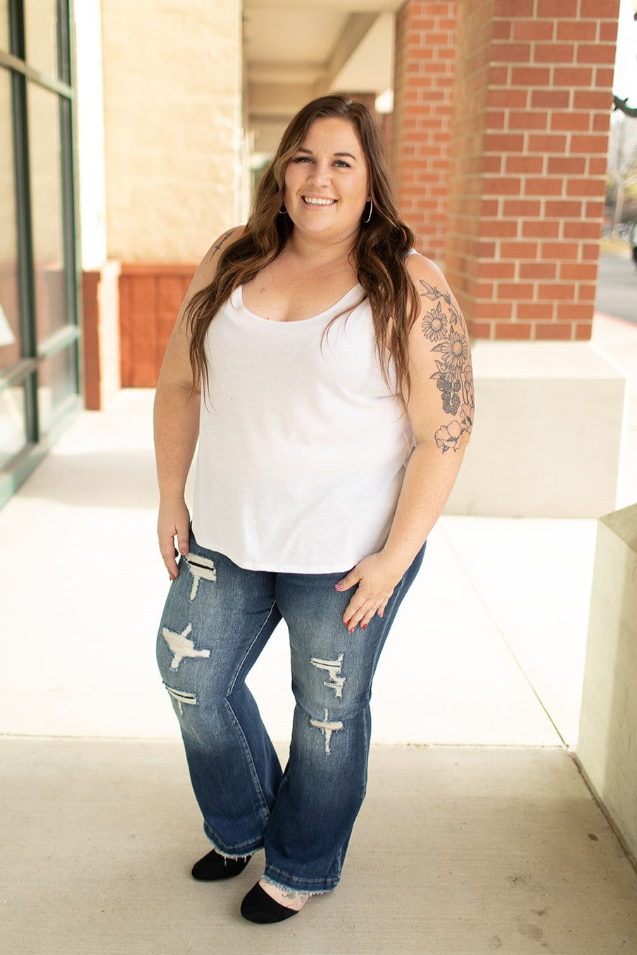 Paxton Destroyed Mid Rise Flare Jeans (1-22) - 31" Inseam - STB Boutique