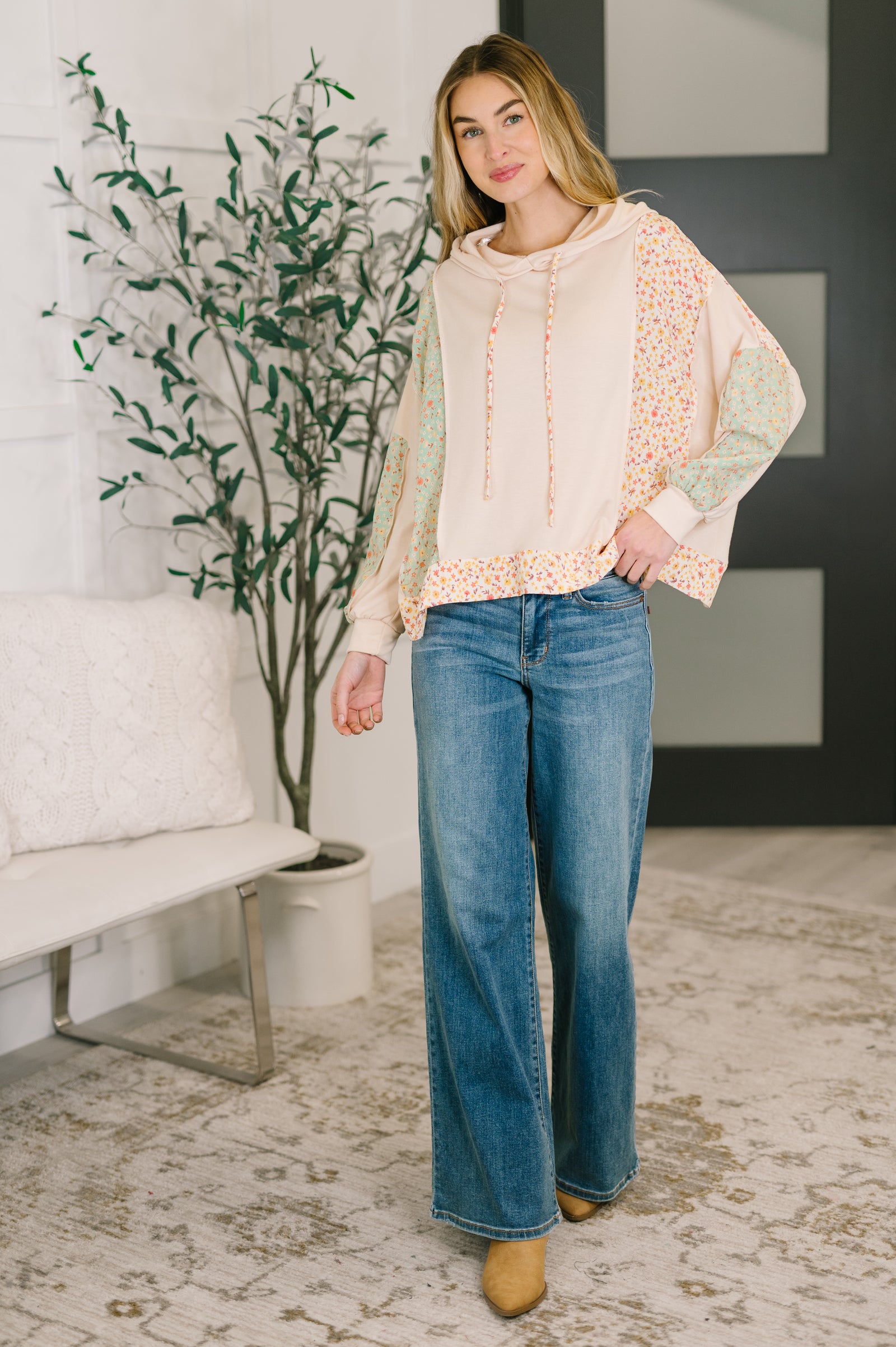 Floral Patchwork Hooded Pullover (SM-3X) - STB Boutique