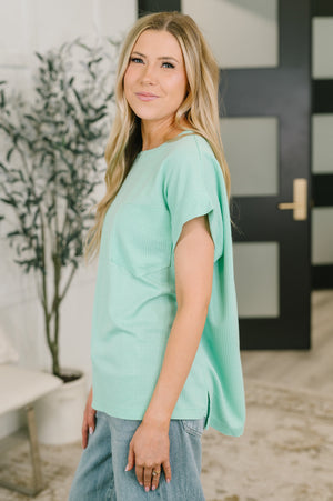 Foundation First Waffle Knit Relaxed Tee in Mint (SM-3X)