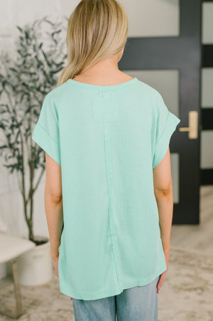 Foundation First Waffle Knit Relaxed Tee in Mint (SM-3X)