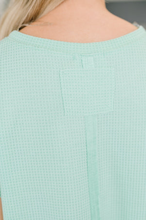 Foundation First Waffle Knit Relaxed Tee in Mint (SM-3X)