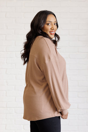 Good Things Are Coming V-Neck Top in Coffee (SM-2X)