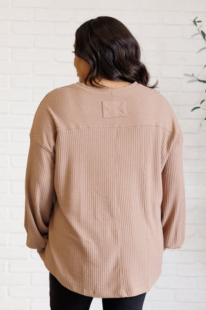 Good Things Are Coming V-Neck Top in Coffee (SM-2X)