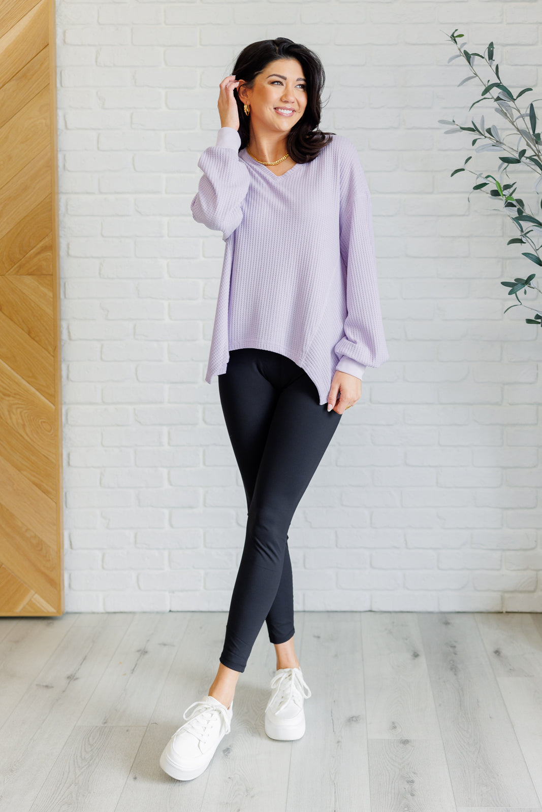 Good Things Are Coming V-Neck Top in Lavender (SM-2X)