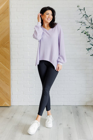 Good Things Are Coming V-Neck Top in Lavender (SM-2X)
