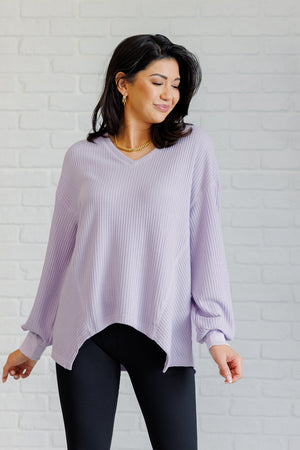 Good Things Are Coming V-Neck Top in Lavender (SM-2X)