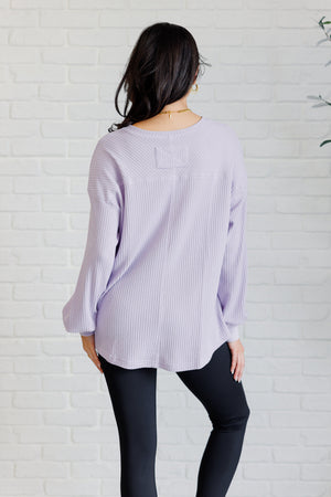 Good Things Are Coming V-Neck Top in Lavender (SM-2X)