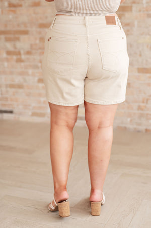 Greta High Rise Garment Dyed Shorts in Bone - STB Boutique
