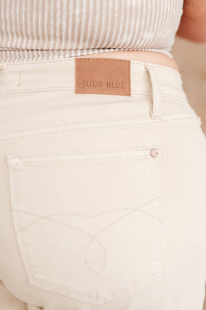 Greta High Rise Garment Dyed Shorts in Bone - STB Boutique