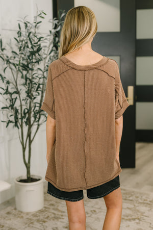 Growing Restless V-Neck Tee in Brown (SM-3X) - STB Boutique