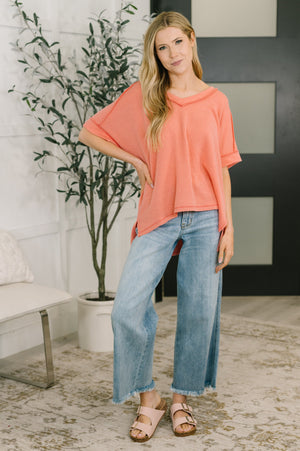 Growing Restless V-Neck Tee in Coral (SM-3X) - STB Boutique