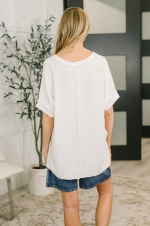 Growing Restless V-Neck Tee in White (SM-3X) - STB Boutique
