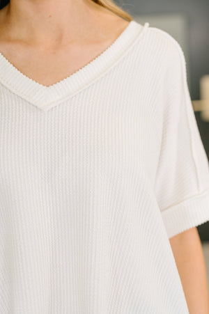 Growing Restless V-Neck Tee in White (SM-3X) - STB Boutique