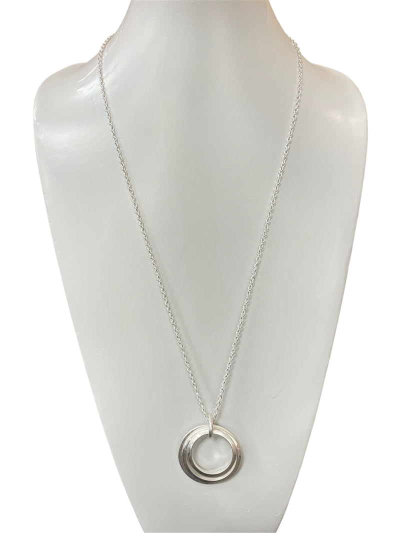 Silver Hammered Triple Circle Necklace