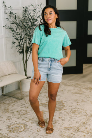 Had to Be There Mineral Wash Tee in Turquoise (SM-3X)