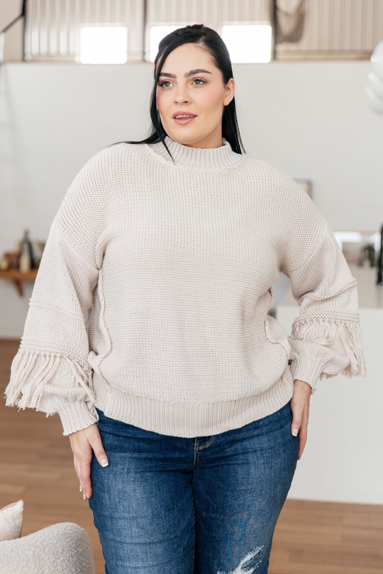 Handle It All Fringe Detail Sweater (SM-3X)
