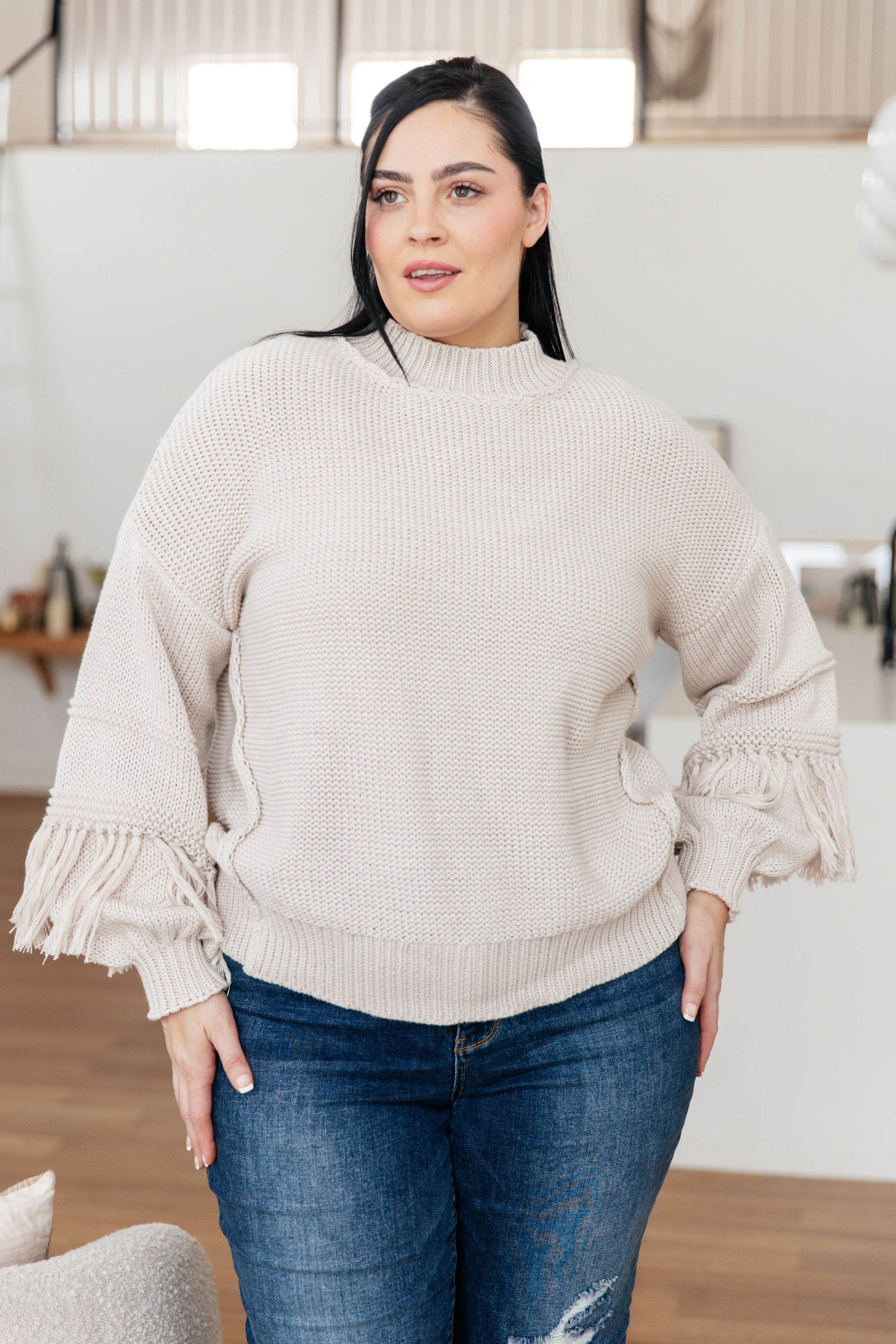 Handle It All Fringe Detail Sweater (SM-3X)