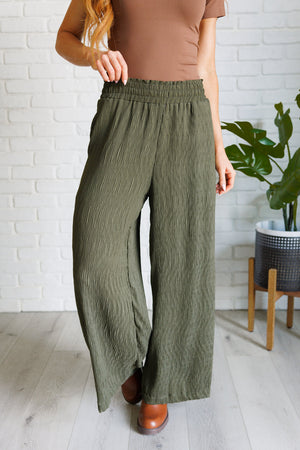 Harmony High Rise Wide Pants in Olive (SM-2X)