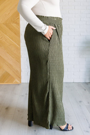 Harmony High Rise Wide Pants in Olive (SM-2X)