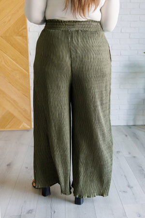 Harmony High Rise Wide Pants in Olive (SM-2X)