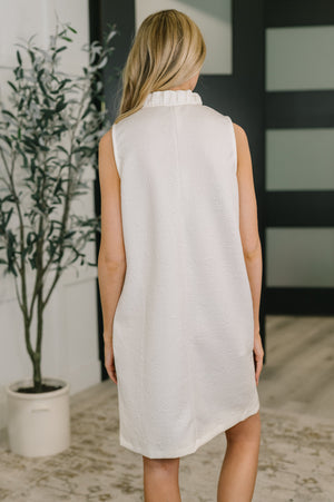 High Tide High Neck Embossed Sleeveless Dress in Off White (SM-3X)