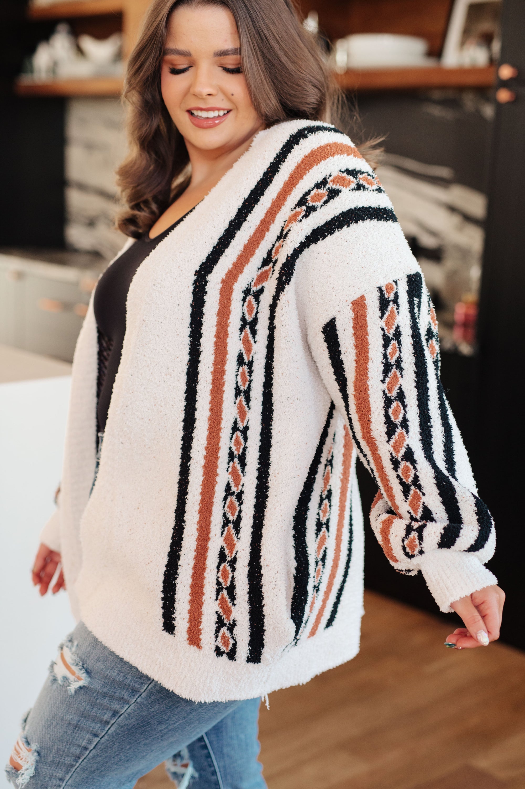 Holding On Aztec Print Cardigan (SM-3X)