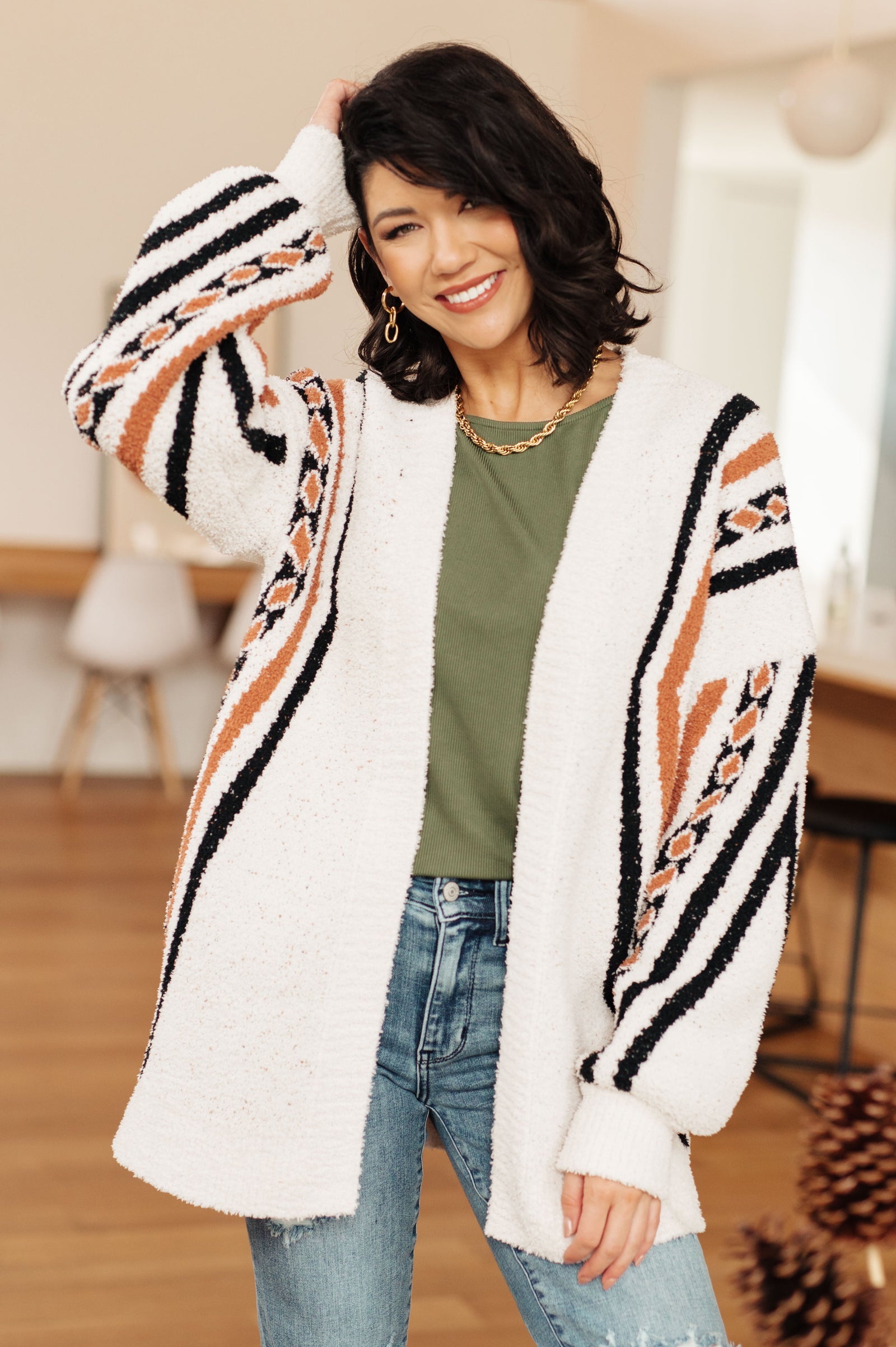 Holding On Aztec Print Cardigan (SM-3X)