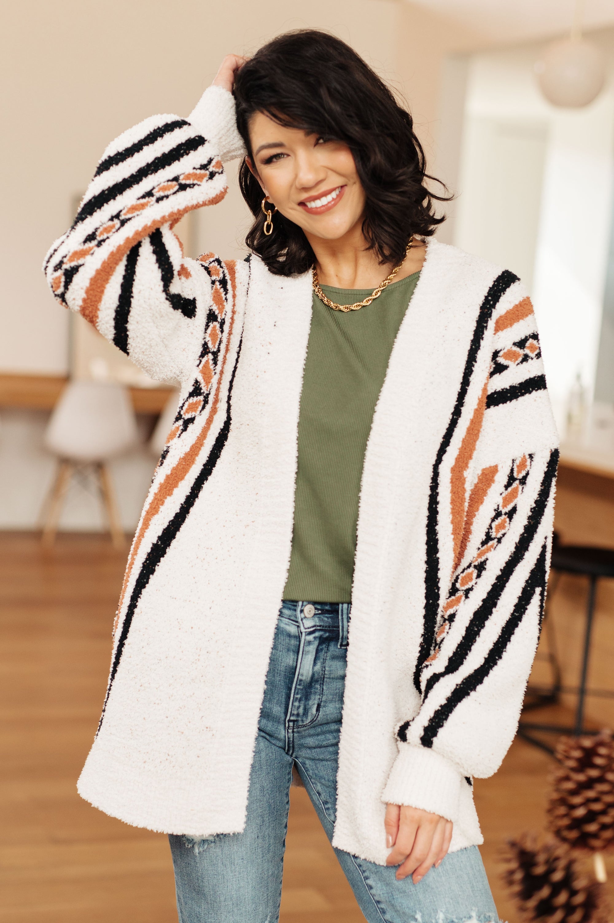 Holding On Aztec Print Cardigan (SM-3X)