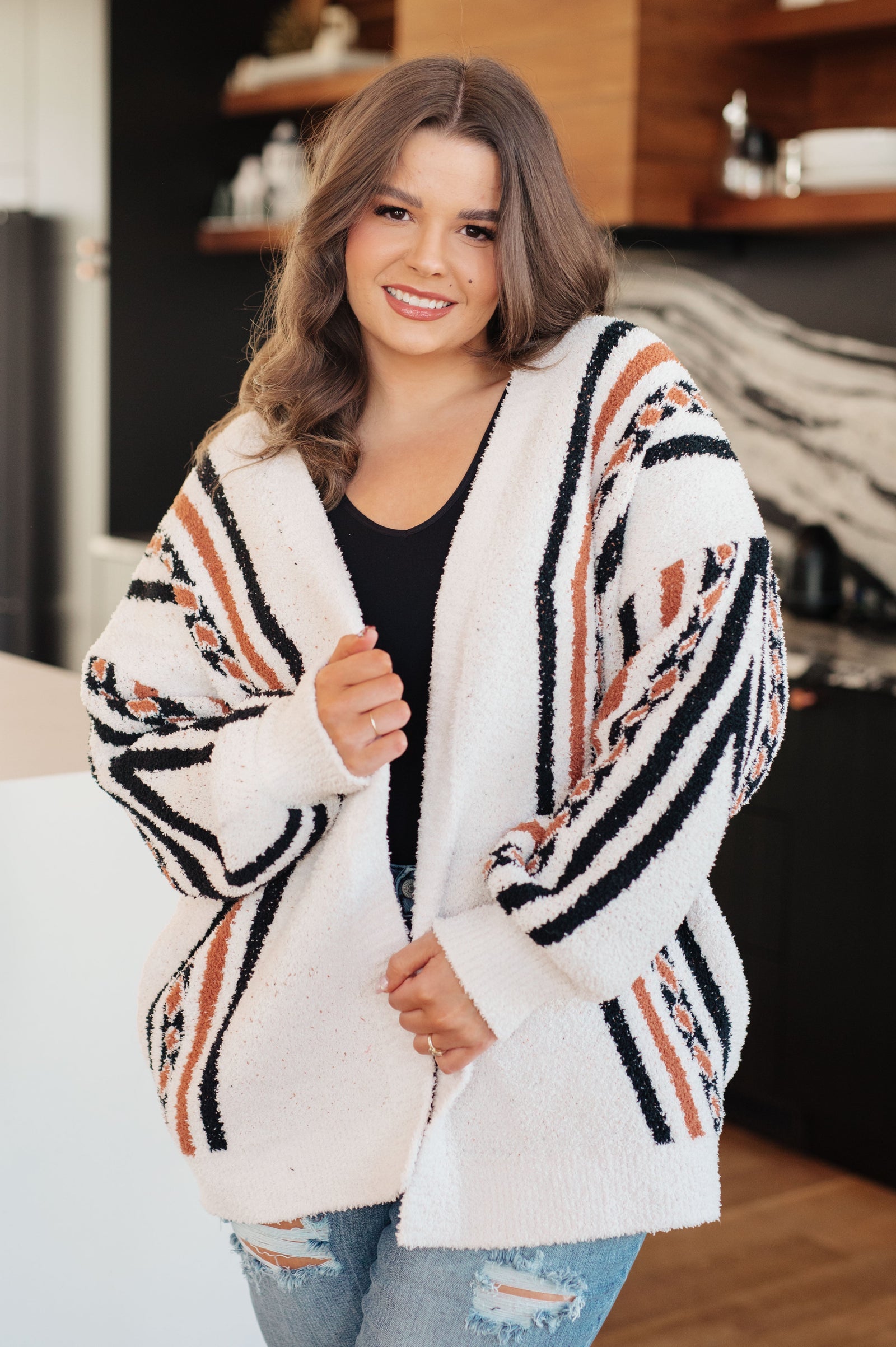 Holding On Aztec Print Cardigan (SM-3X)