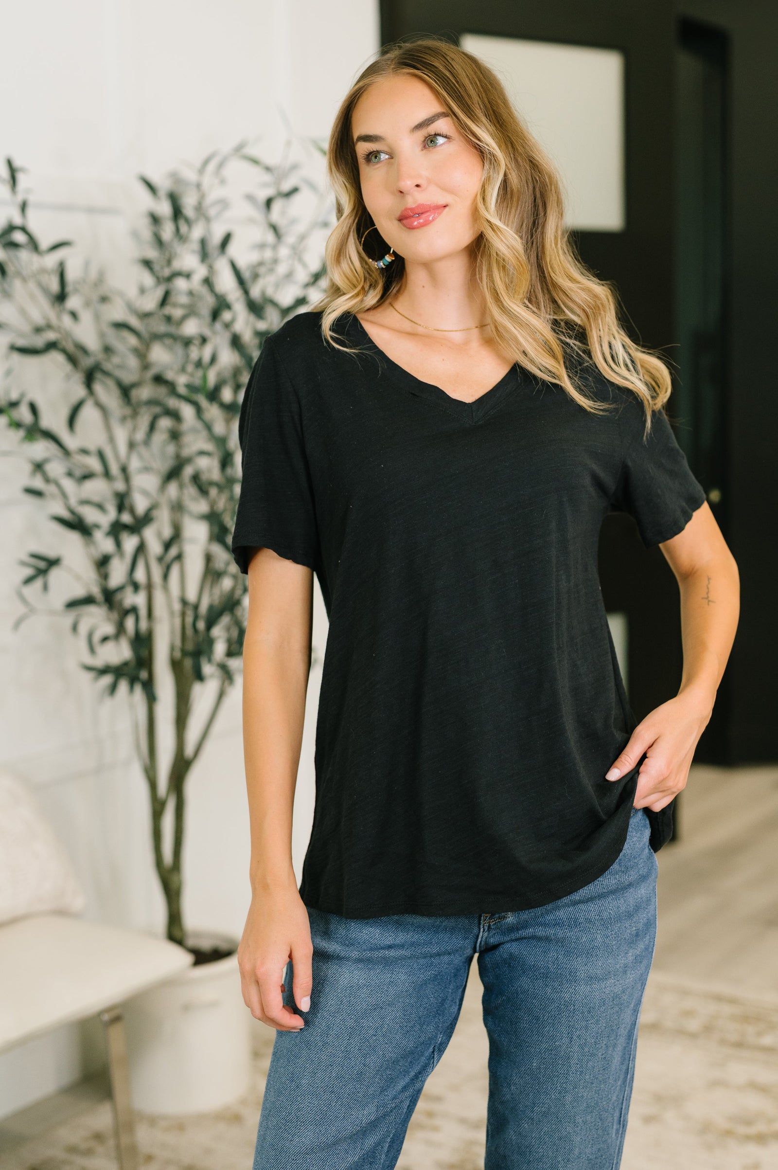 I Don't Have to Choose V-Neck Tee in Black (SM-3X)