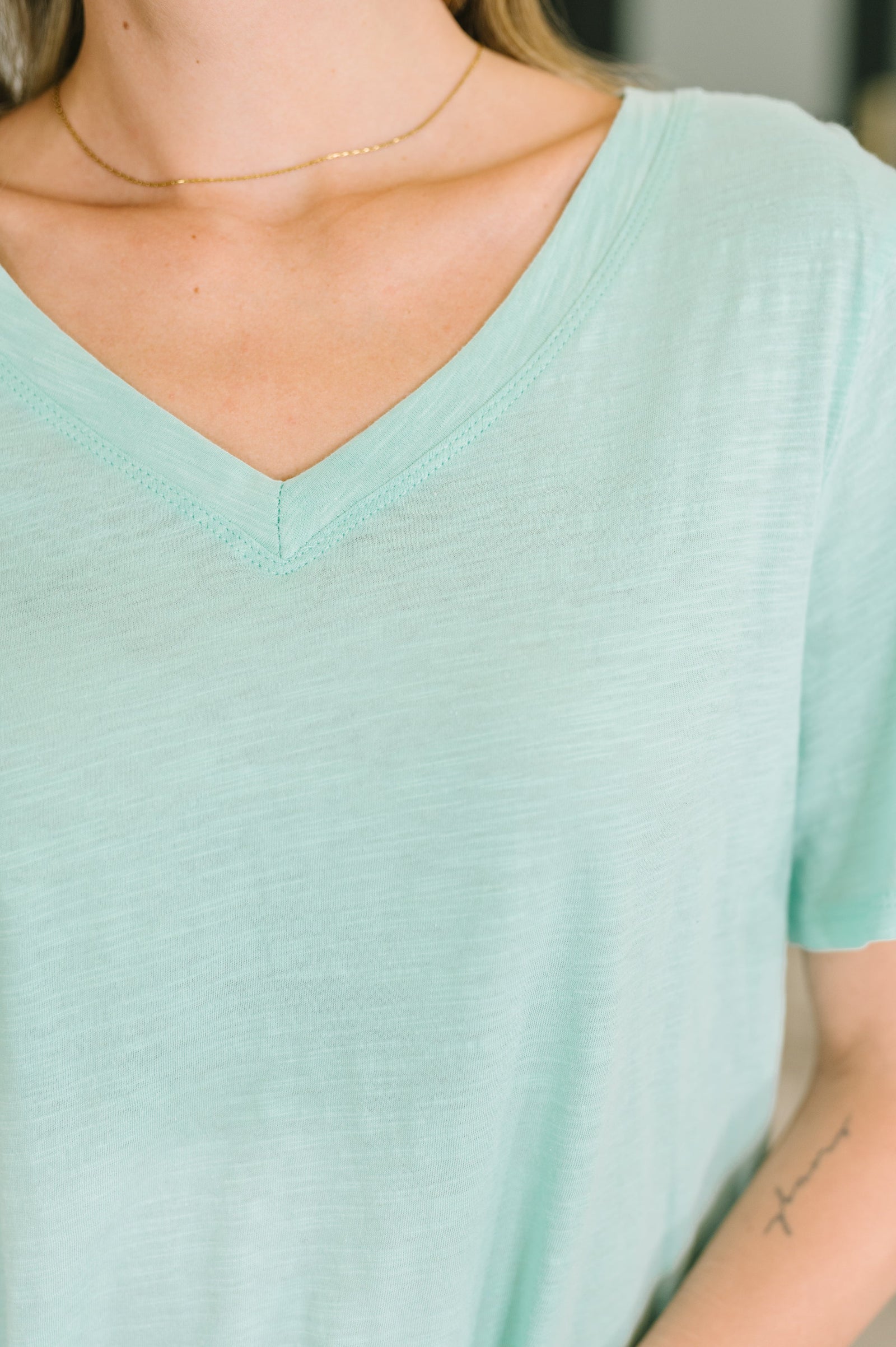 I Don't Have to Choose V-Neck Tee in Mint (SM-3X)