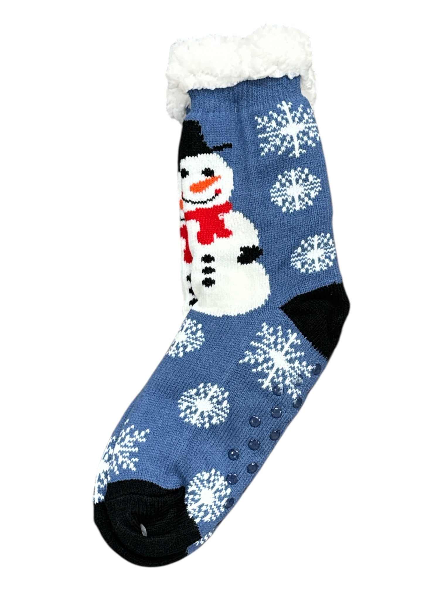Blue Snowman Sherpa Slipper Socks-82
