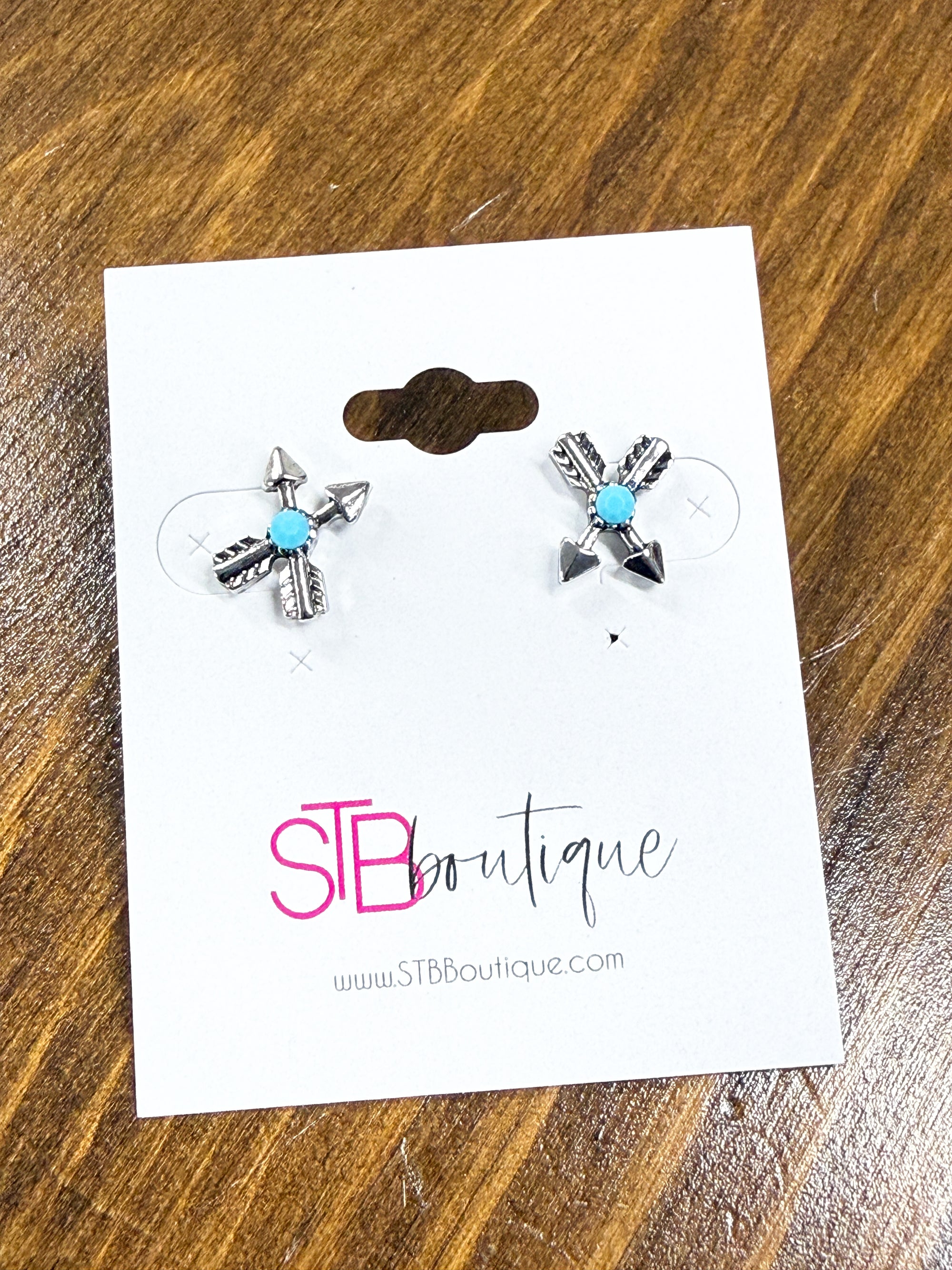 Crossed Arrows Turquoise Stud Earrings