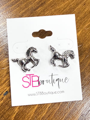 Silver Horse Stud Earrings