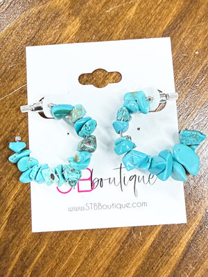 Turquoise Chip Hoop Earrings