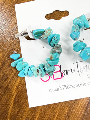 Turquoise Chip Hoop Earrings
