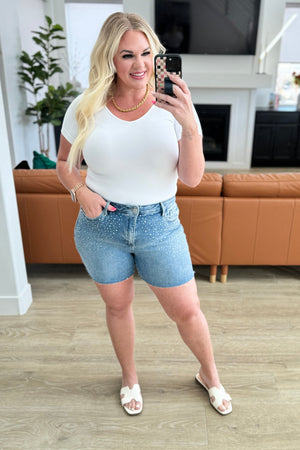 Judy Blue Elle High Rise Rhinestone Cutoff Shorts (SM-3X) - STB Boutique