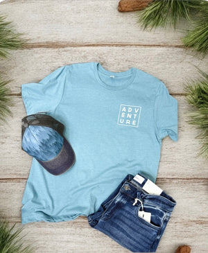 Adventure Pocket Htr Blue BC Tee (Unisex SM-3X)