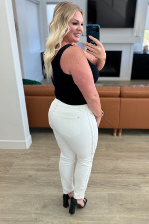 Maddie Mid Rise Braided Side Seam Relaxed Jeans - STB Boutique