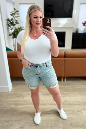 Cindy High Rise Mineral Wash Distressed Boyfriend Shorts - STB Boutique