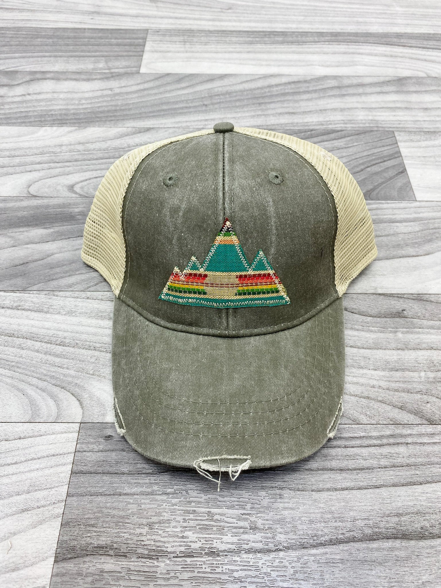 Mountain Serape Patch Trucker Hat-Gray