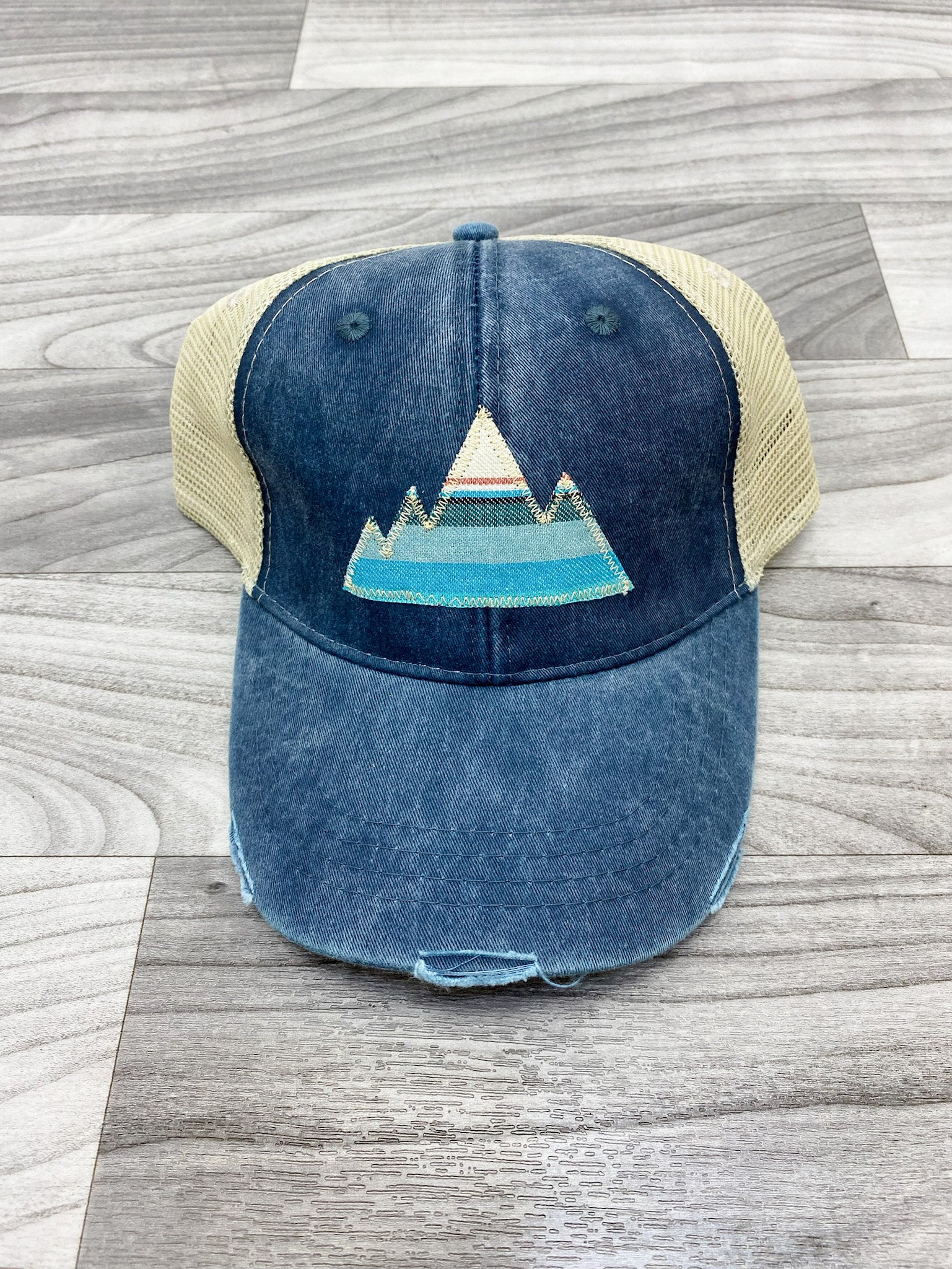 Mountain Serape Patch Trucker Hat-Navy
