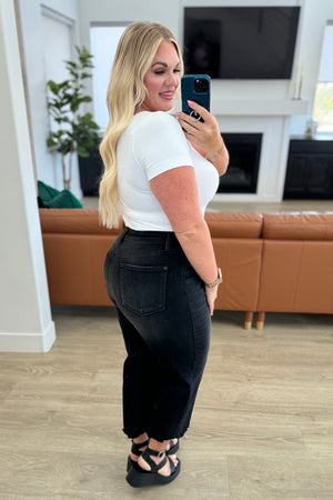 Ryan High Rise Button Fly Wide Leg Crop Jeans - STB Boutique
