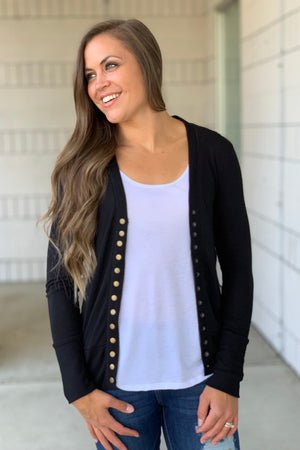 Black Snap Front Cardigan (SM-3X)