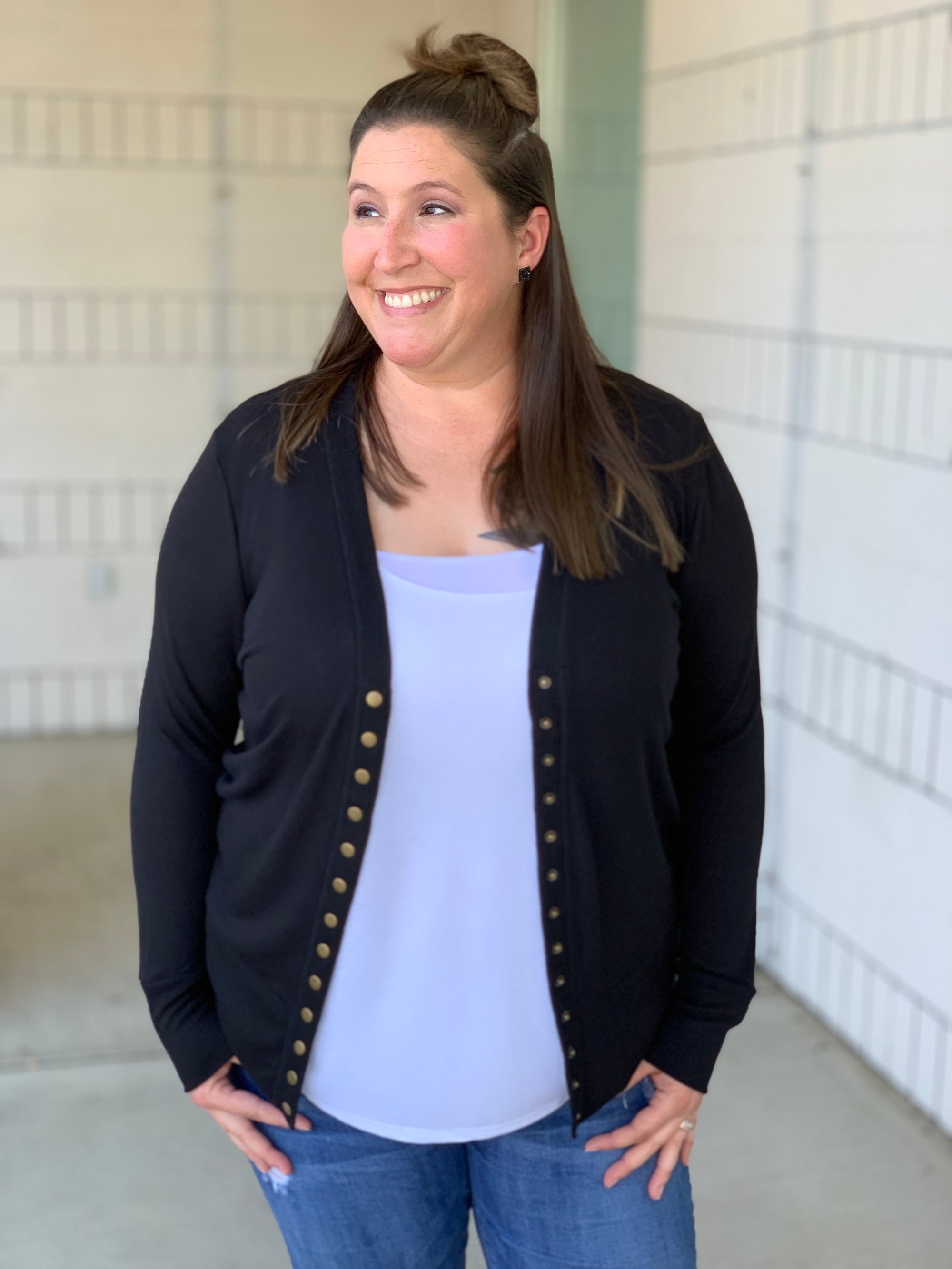 Black Snap Front Cardigan (SM-3X)