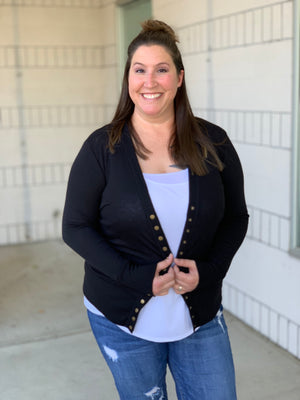 Black Snap Front Cardigan (SM-3X)