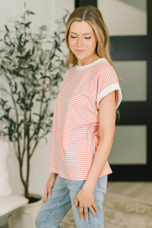 I Wouldn't Mind Short Sleeve Top in Coral - STB Boutique